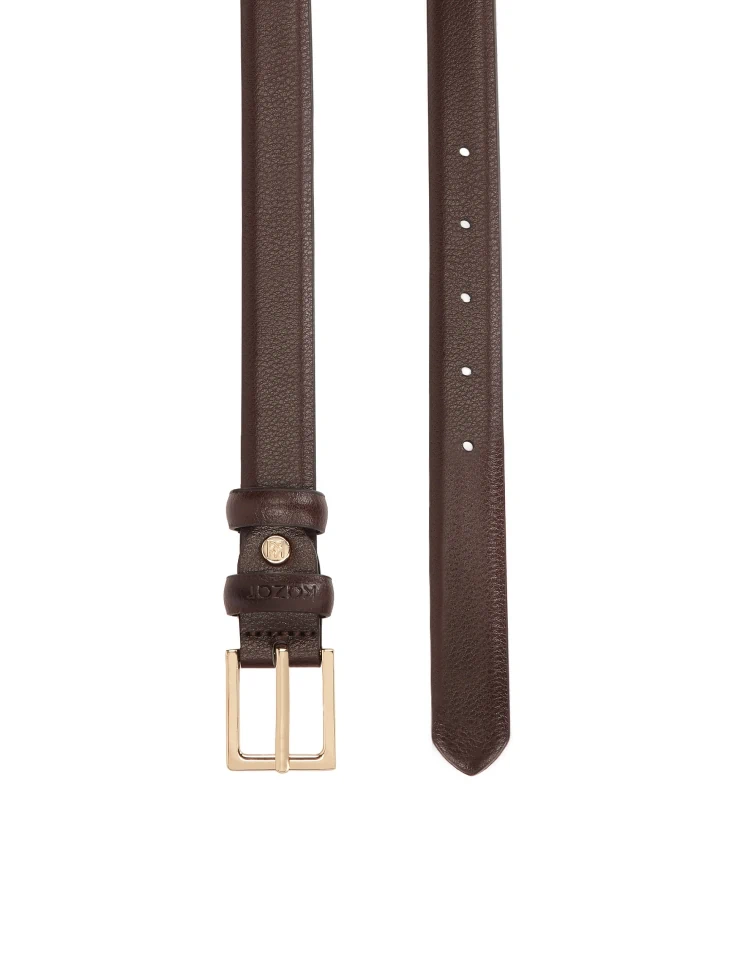Kazar Brown Narrow Belt With Square Buckle