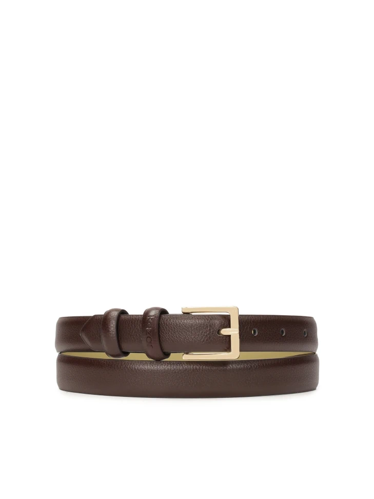 kazar Brown narrow belt with square buckle
