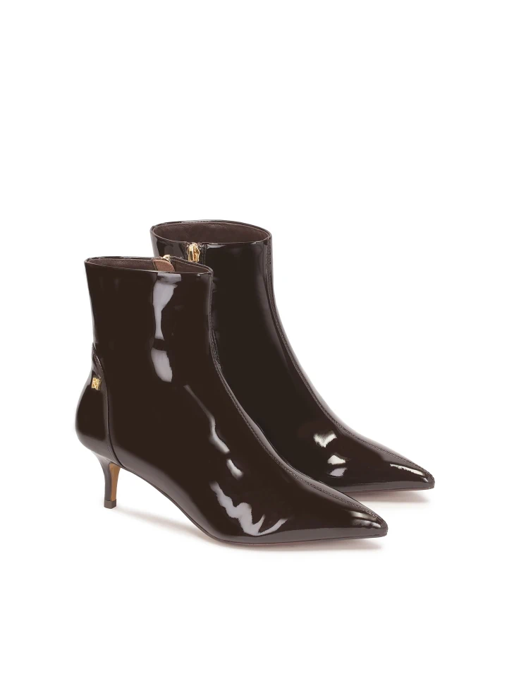 Kazar Brown Patent Leather Duckling Boots