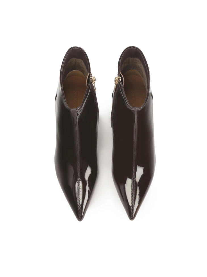 Kazar Brown Patent Leather Duckling Boots