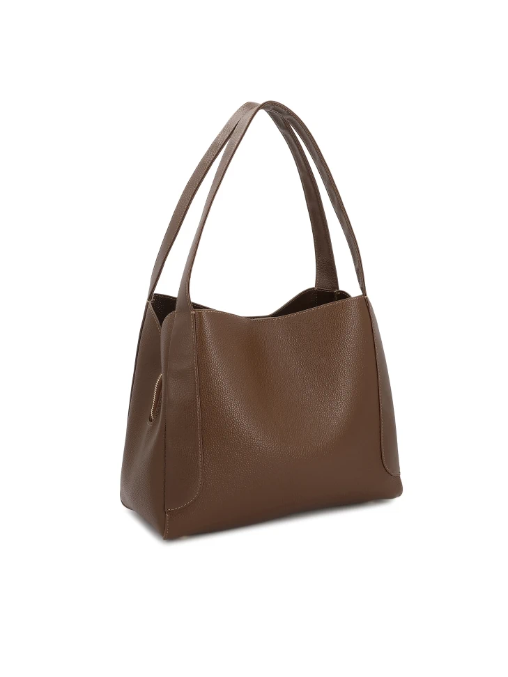 Kazar Brown Pebbled Leather Shoulder Bag