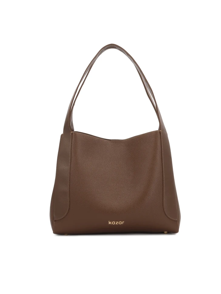 kazar Brown pebbled leather shoulder bag