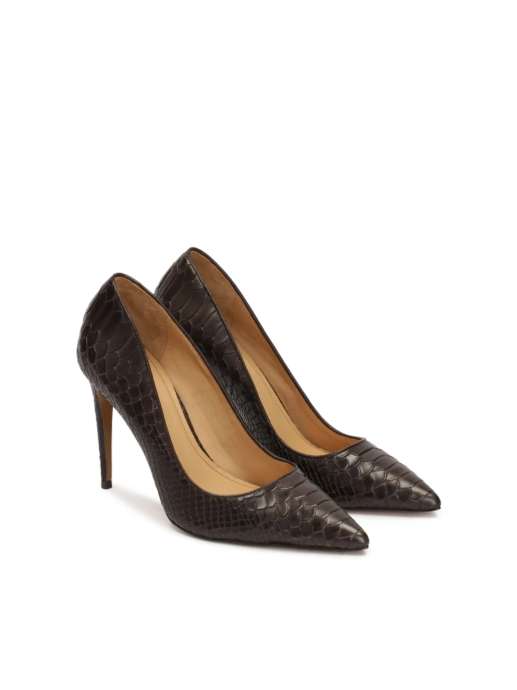 Kazar Brown Pumps In An Exotic Motif