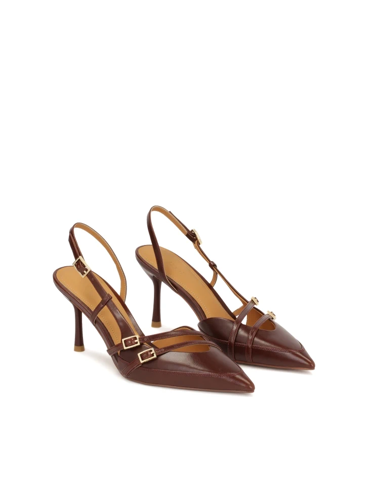 Kazar Brown Pumps With Open Heel