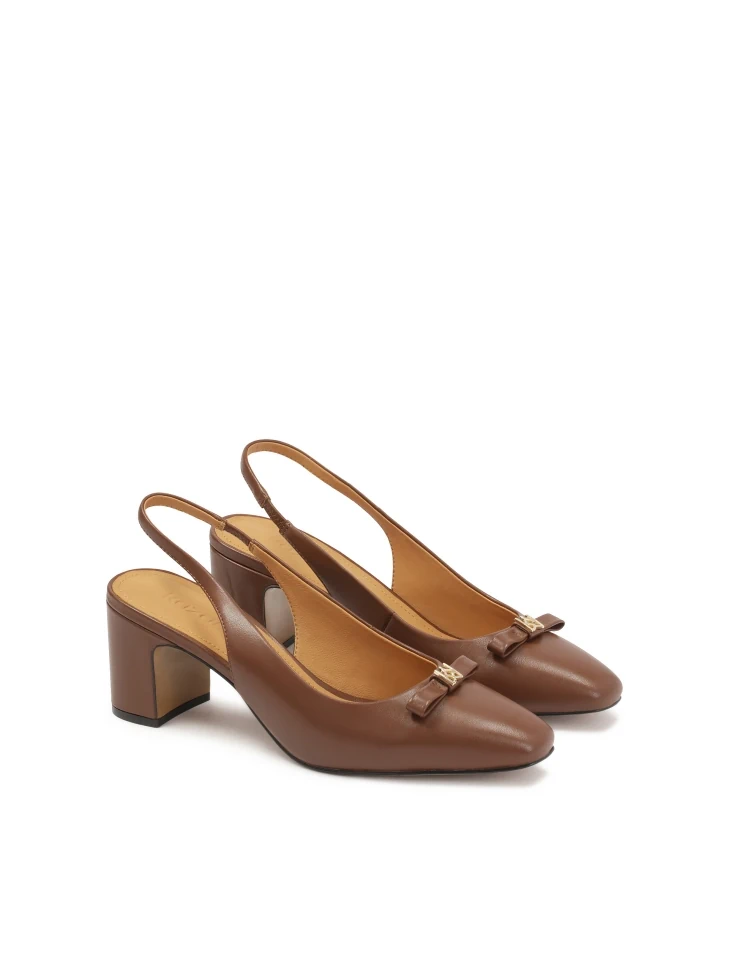 Kazar Brown Pumps With Open Heel