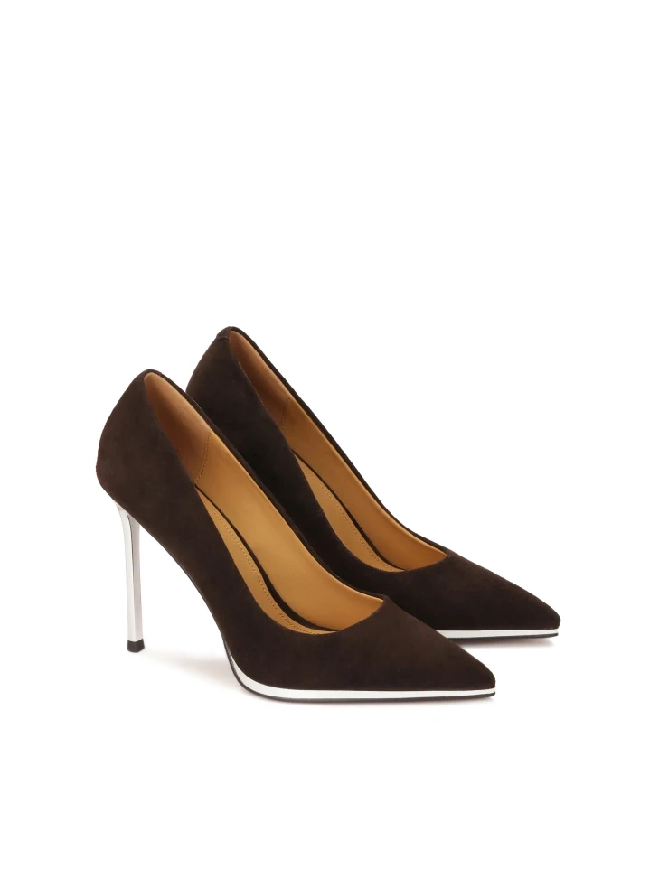 Kazar Brown Pumps With Silver Heel