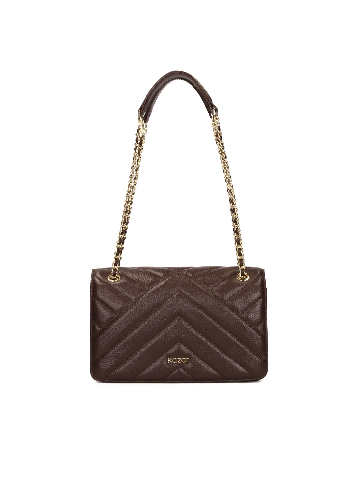 kazar Brown quilted chain handbag