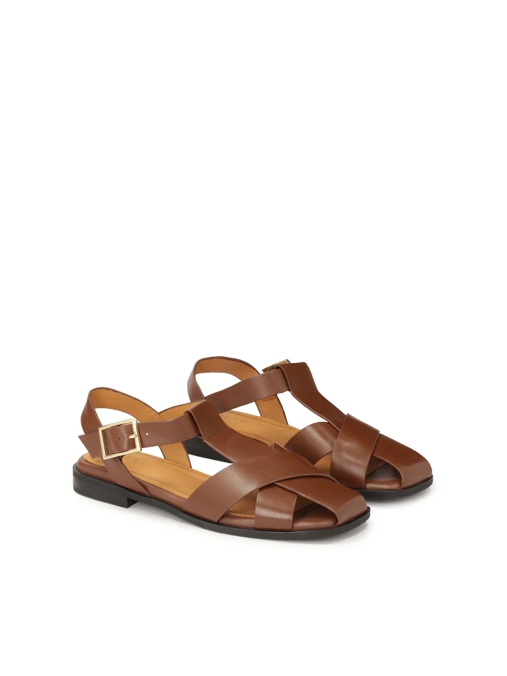 Kazar Brown Sandals With A Strap On The Front