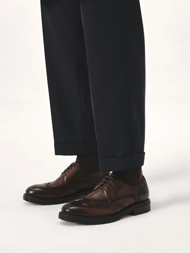 Kazar Brown Shoes With Brogue Decoration