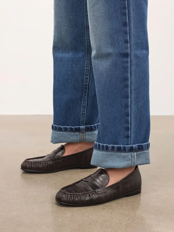 Kazar Brown Shoes With Embossing