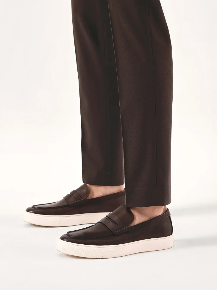 Kazar Brown Slip-on Sneakers On A White Sole