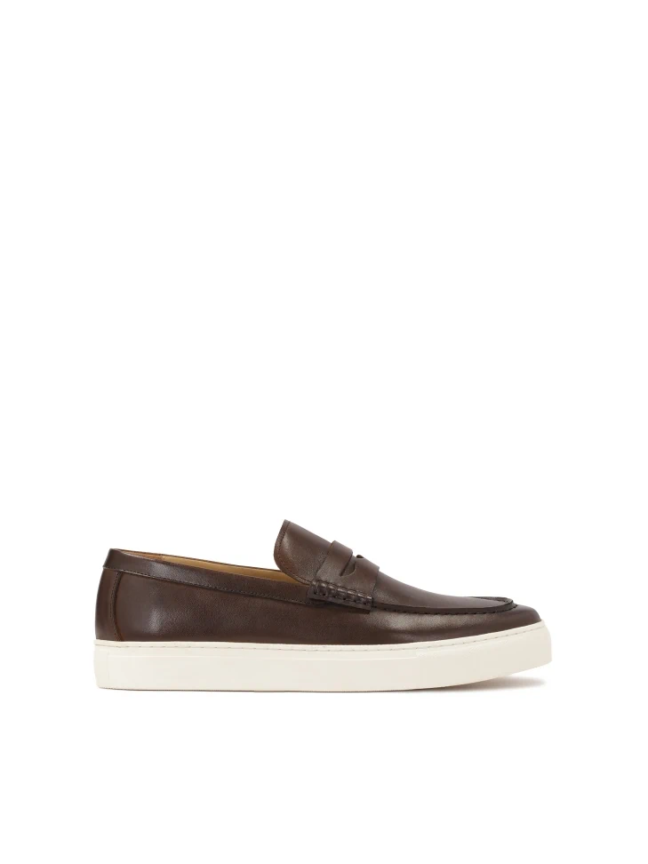 kazar Brown slip-on sneakers on a white sole