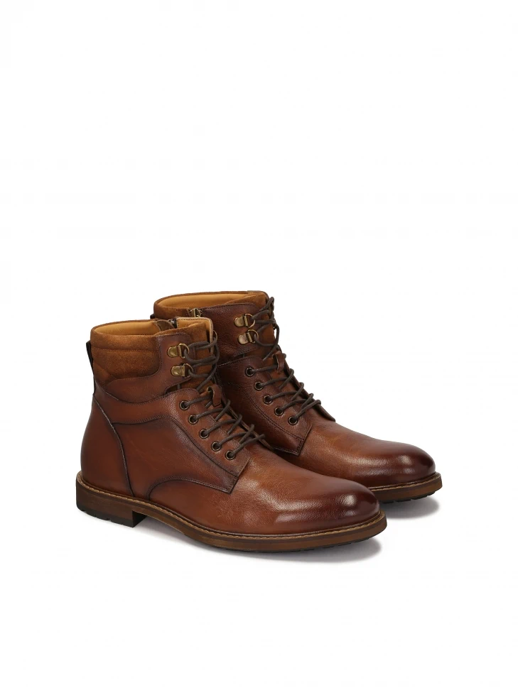 Kazar Brown Smooth Leather And Suede Boots