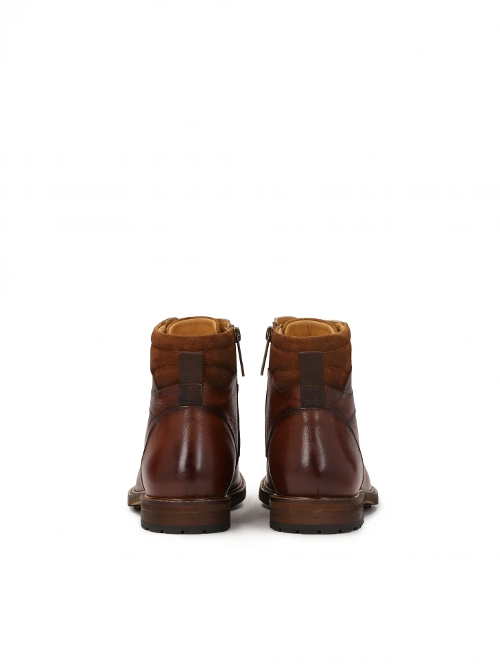 Kazar Brown Smooth Leather And Suede Boots