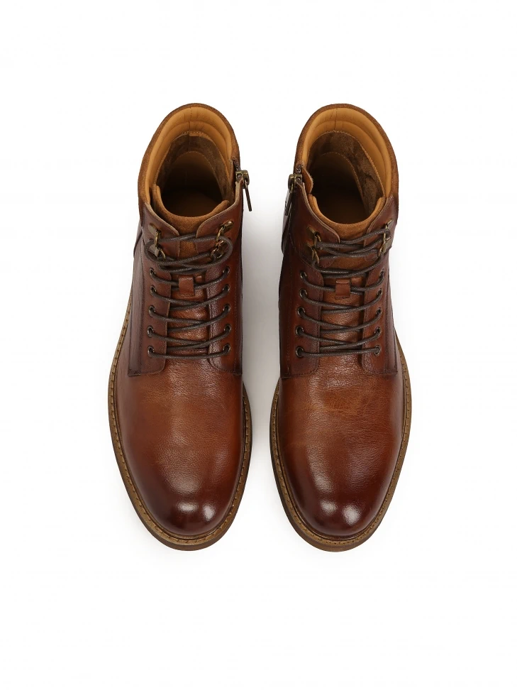 Kazar Brown Smooth Leather And Suede Boots