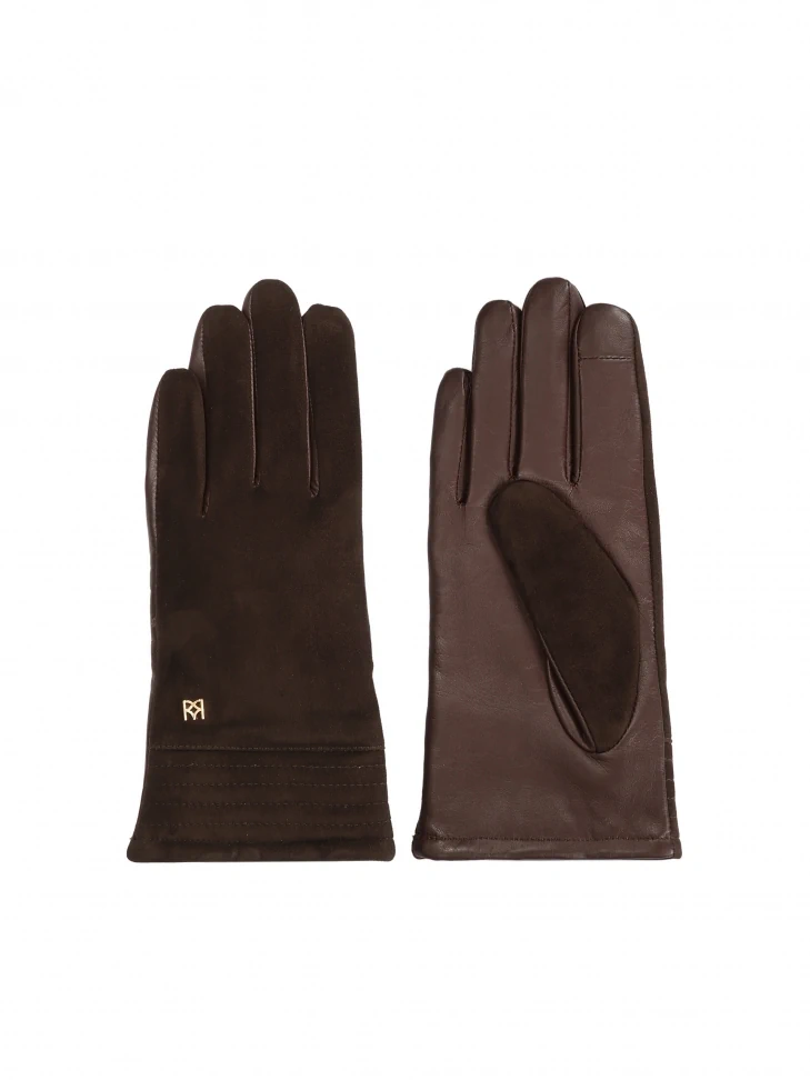 Kazar Brown Suede And Smooth Leather Gloves