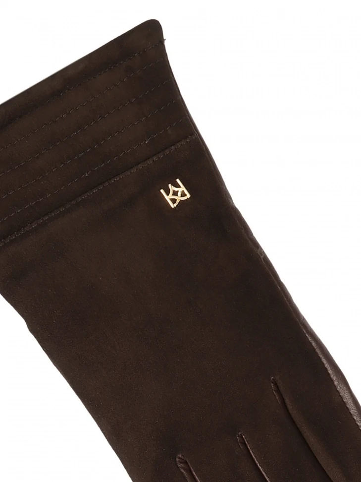 Kazar Brown Suede And Smooth Leather Gloves