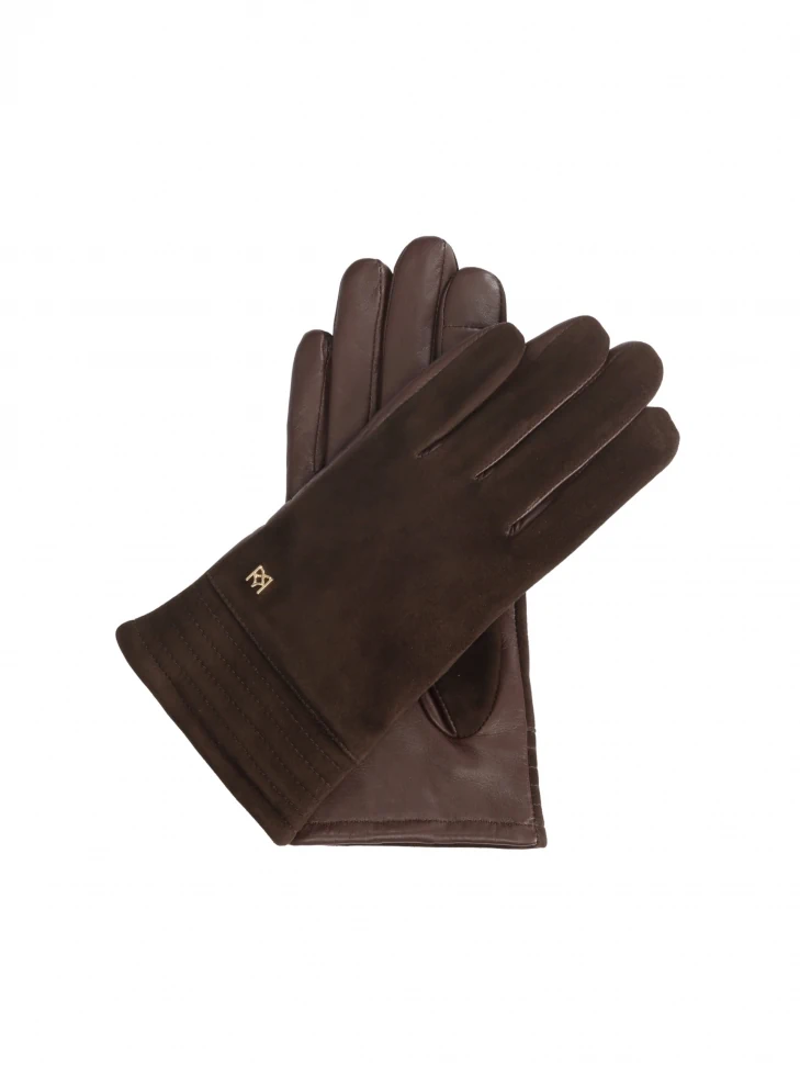 kazar Brown suede and smooth leather gloves