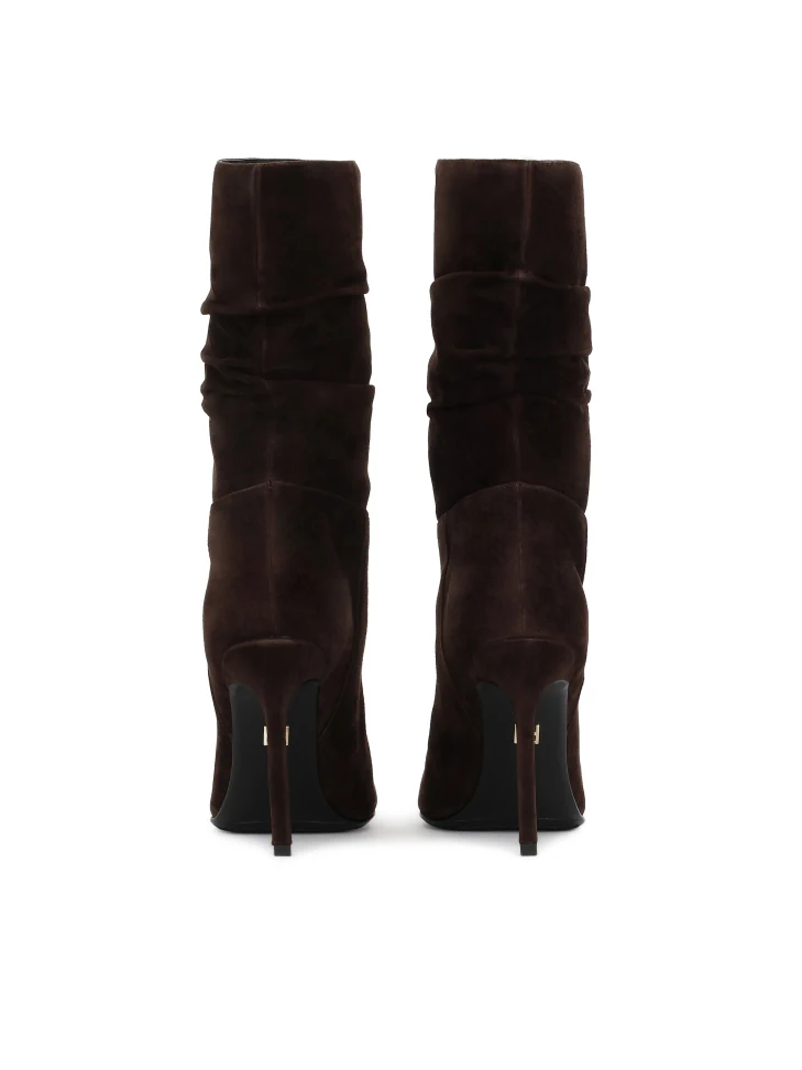 Kazar Brown Suede Boots With A Slender Heel