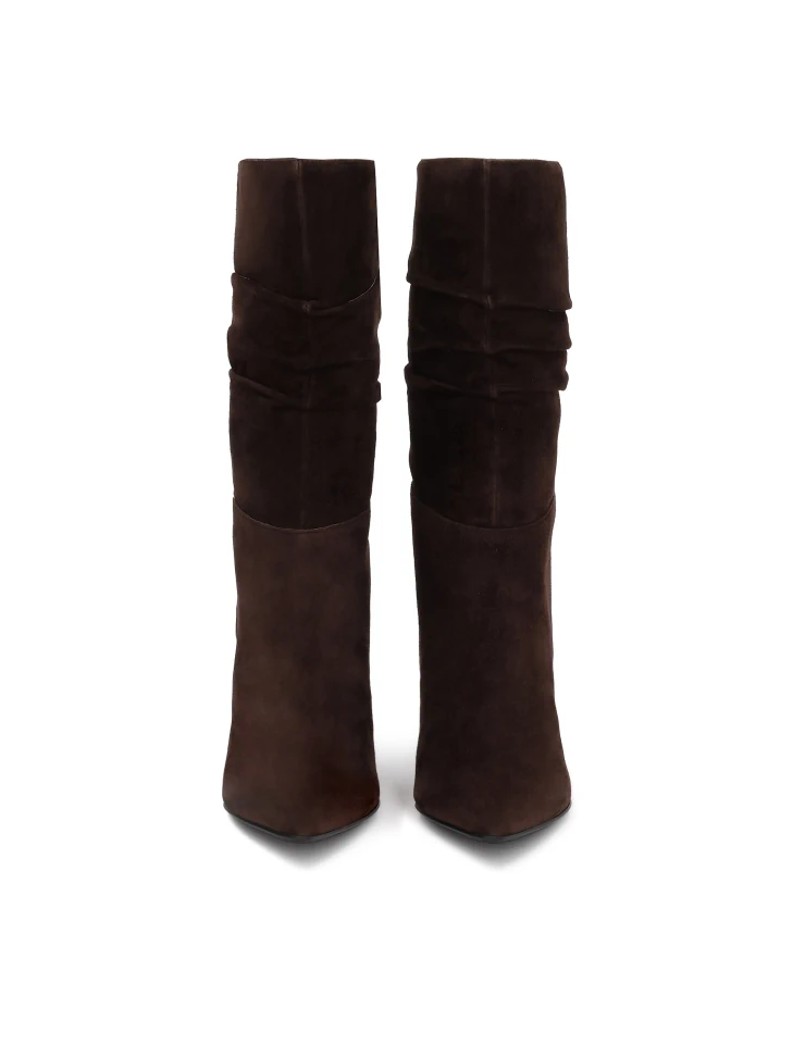 Kazar Brown Suede Boots With A Slender Heel