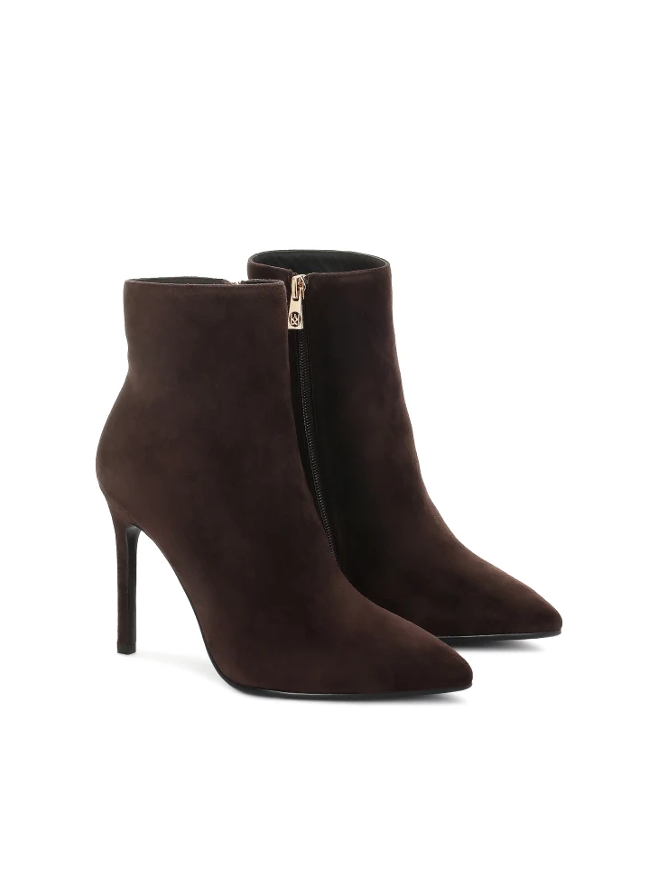 Kazar Brown Suede Boots With A Slender Heel