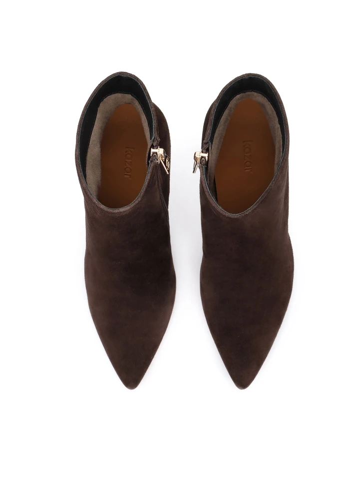 Kazar Brown Suede Boots With A Slender Heel
