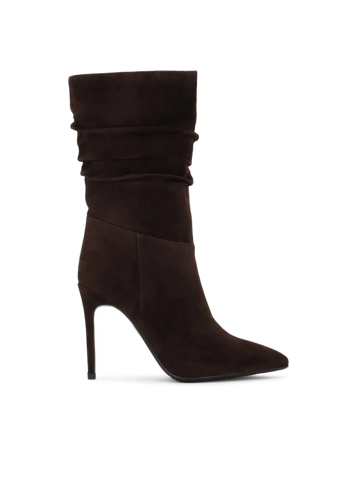 kazar Brown suede boots with a slender heel