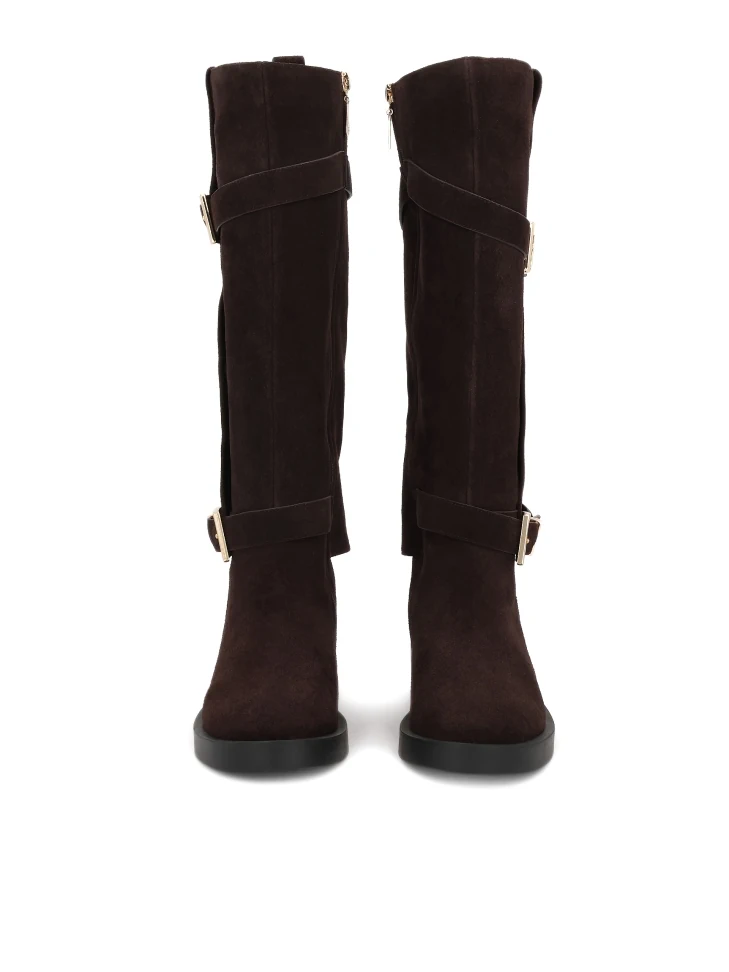 Kazar Brown Suede Boots With Double Upper