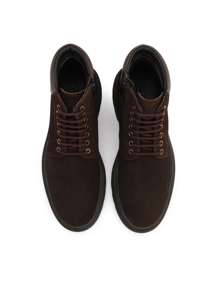 Kazar Brown Suede Boots With Soft Collar