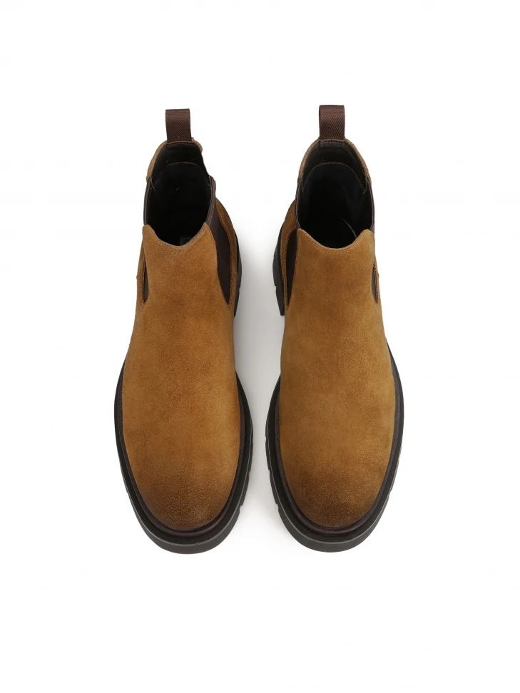 Kazar Brown Suede Chelsea Boots With Trep Sole