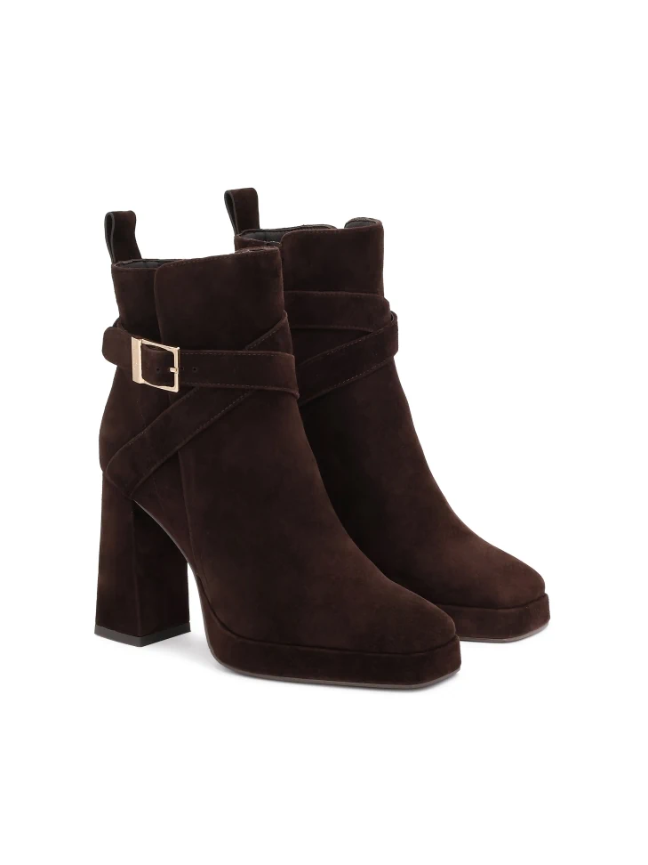 Kazar Brown Suede Heeled And Platform Boots