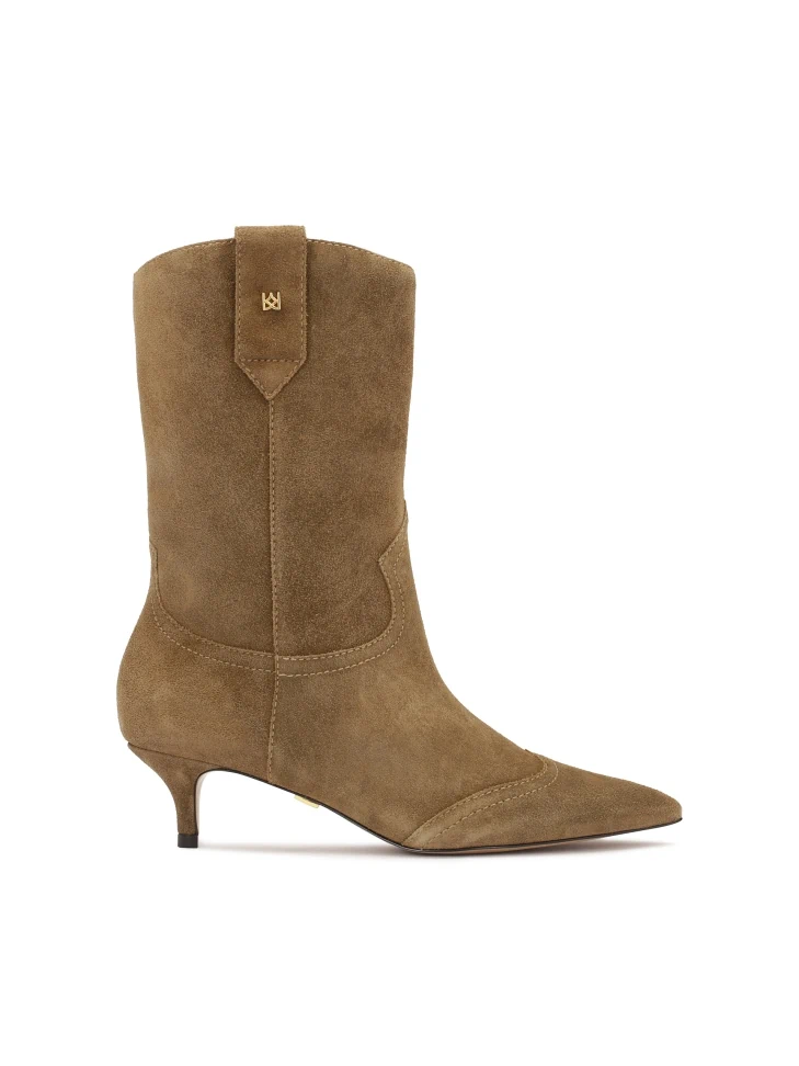kazar Brown suede leather boots with low heel