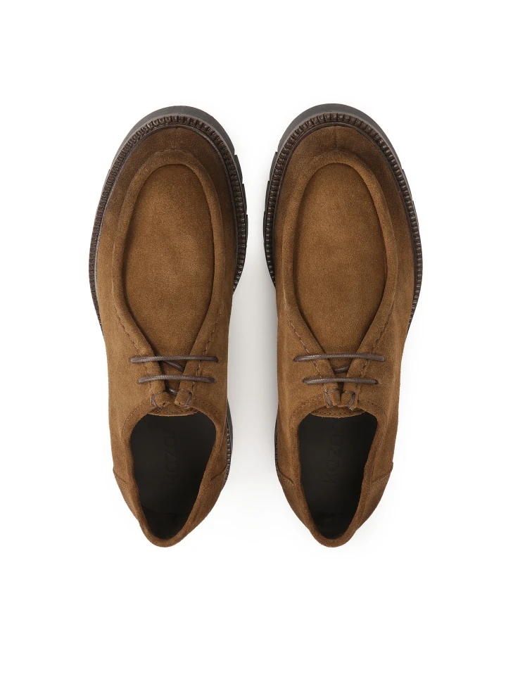 Kazar Brown Suede Shoes With Short Binding