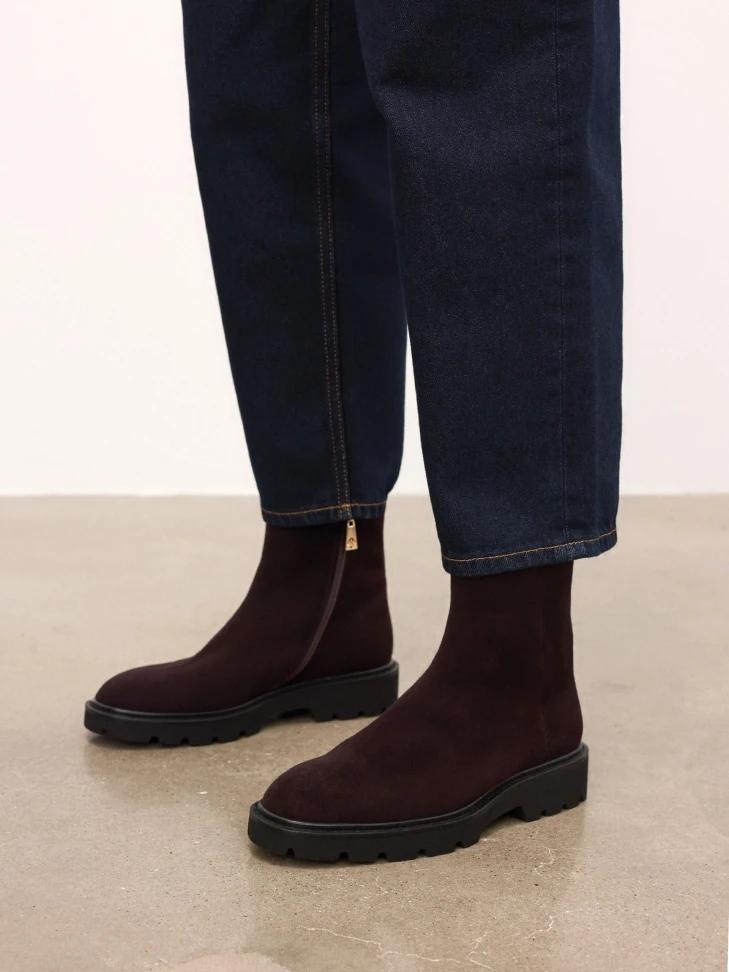 Kazar Brown Suede Zip-up Boots