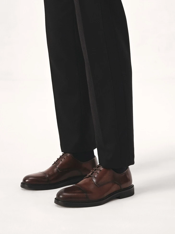 Kazar Brown Suit Shoes With Cap Toe Nose