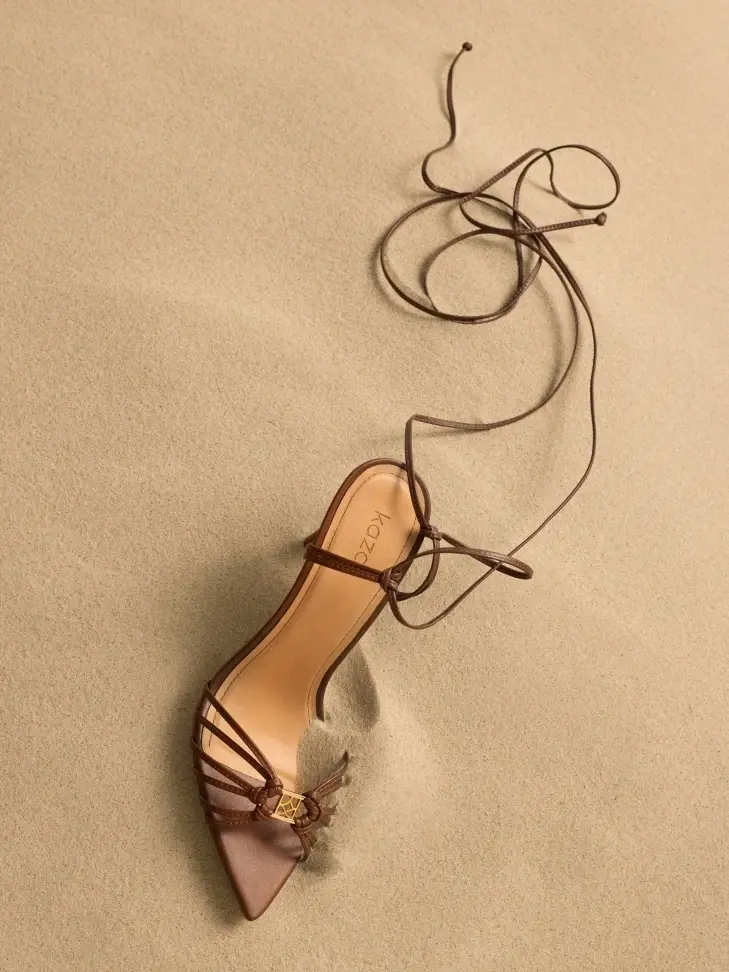 kazar Brown tied sandals with pointed toes