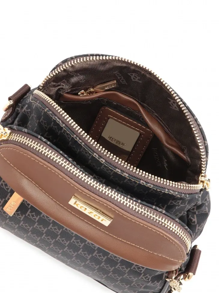 Kazar Brown Urban Bag Made Of Patterned Fabric