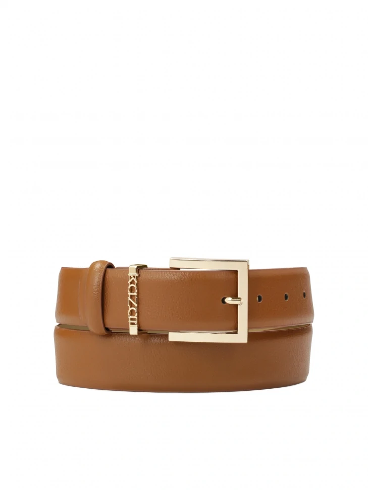 kazar Brown wide smooth leather belt
