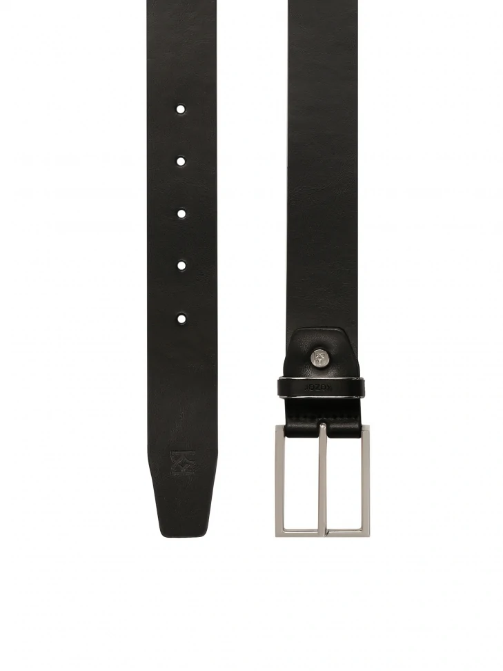 Kazar Business Black Belt With Silver Buckle