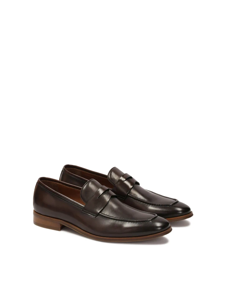 Kazar Business Brown Loafers With Shaded Upper