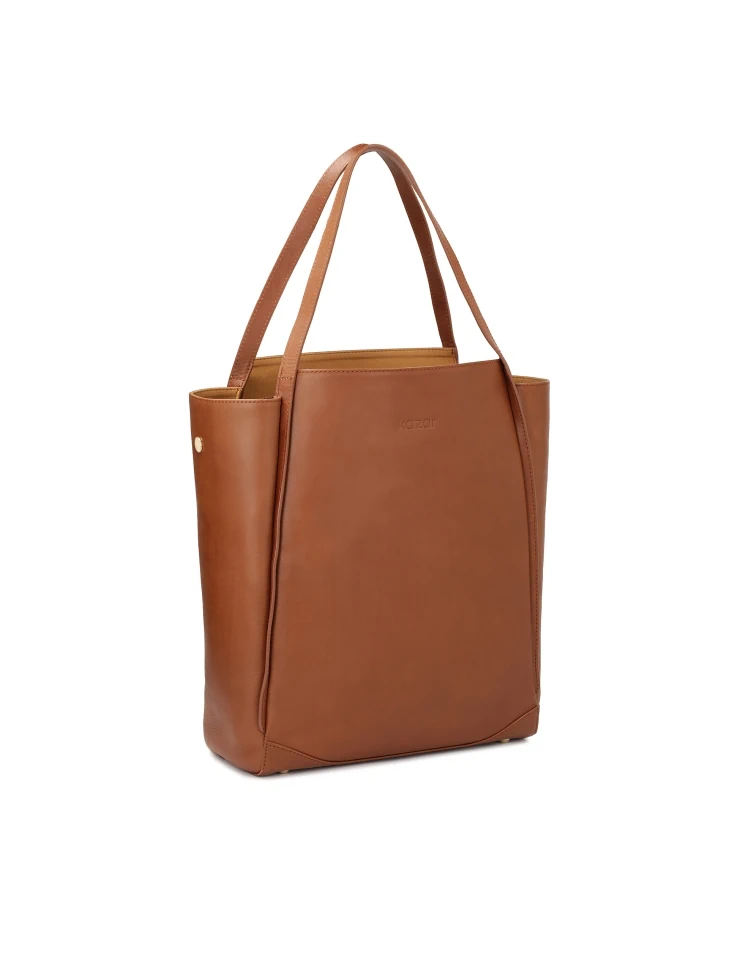 Kazar Capacious Leather Handbag In Minimal Style