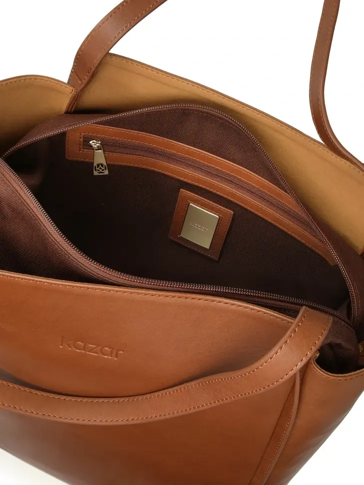 Kazar Capacious Leather Handbag In Minimal Style