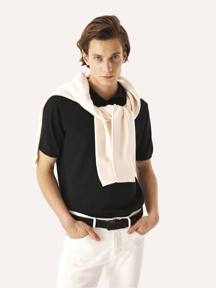 Kazar Casual Black Nubuck And Grain Leather Belt