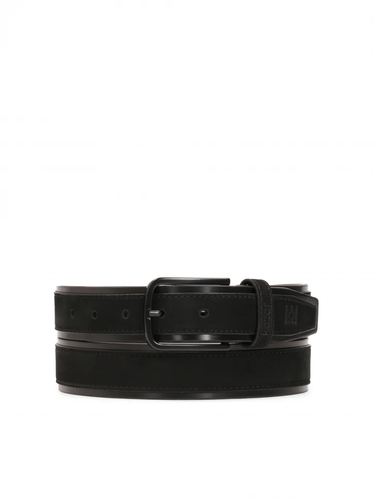 kazar Casual black nubuck and grain leather belt