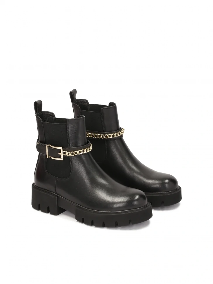 Kazar Chelsea Boots With Decorative Belt And Chain