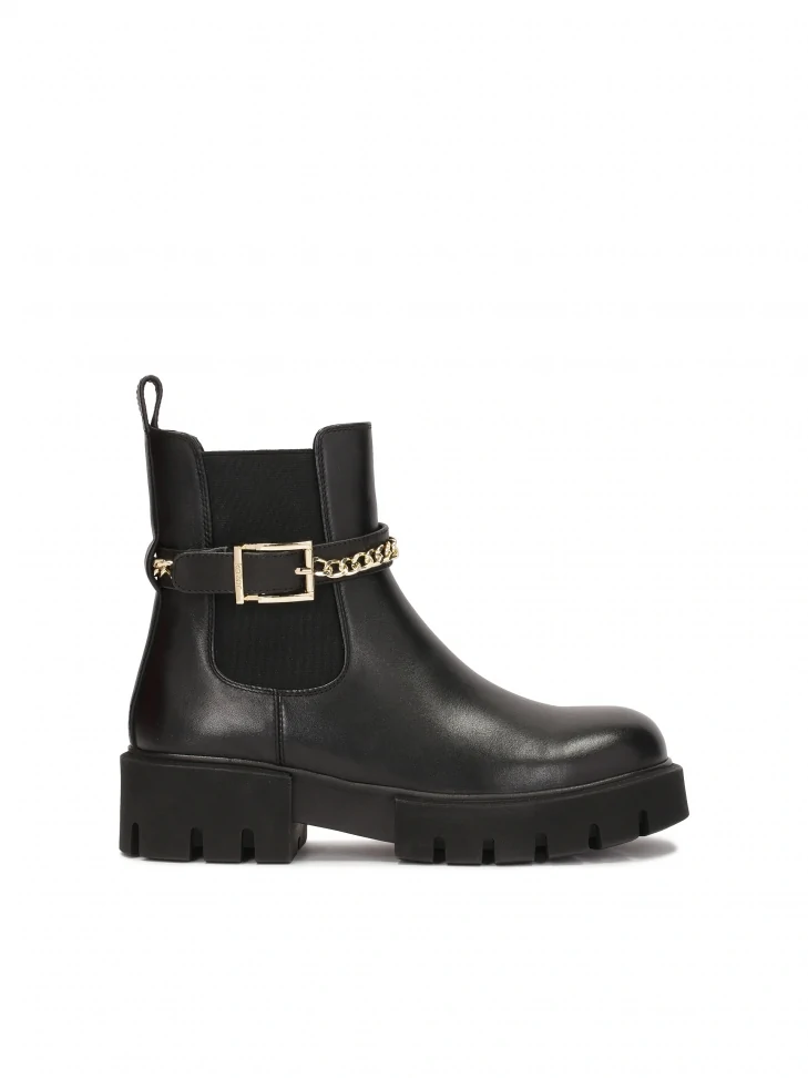 kazar Chelsea boots with decorative belt and chain