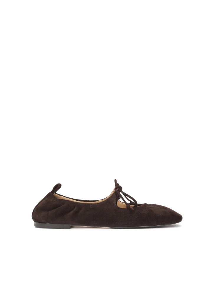 kazar Chocolate brown suede ballerinas with lacing