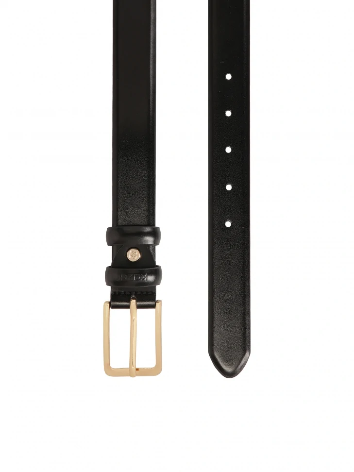 Kazar Classic Black Belt With Gold Buckle