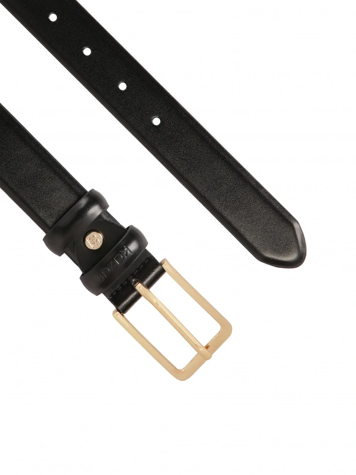 Kazar Classic Black Belt With Gold Buckle