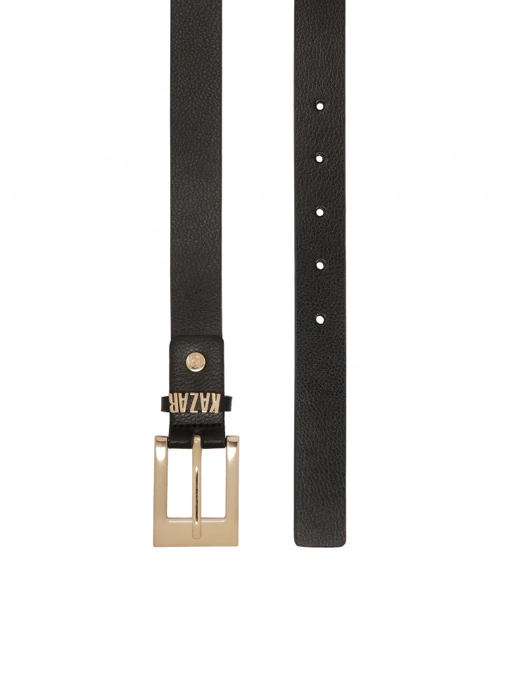 Kazar Classic Black Belt With Logoed Belt Loop